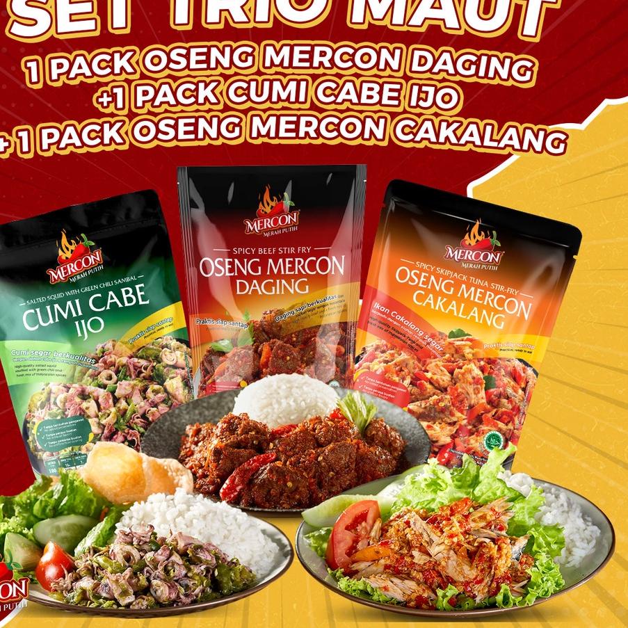 

TREN MASA KINI Mercon Merah Putih - Set Trio Maut || Oseng Mercon Daging + Cumi + Cakalang DE9,,
