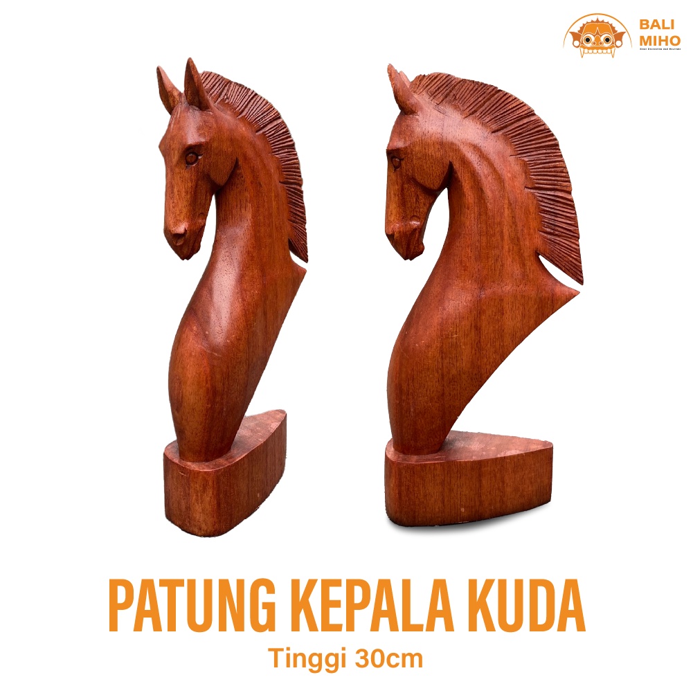 Patung Kepala Kuda 30 cm - Patung Kuda - Patung Kayu - Pajangan Kuda - Patung souvernir - Dekorasi P