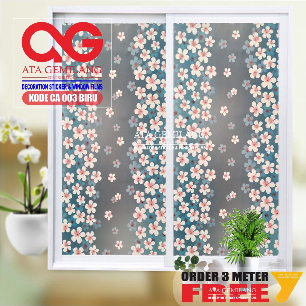 Stiker Kaca Jendela Rumah Motif Bunga Lebar 90Cm,Sticker Kaca,Stiker Kaca Jendela,Stiker Jendela Kac