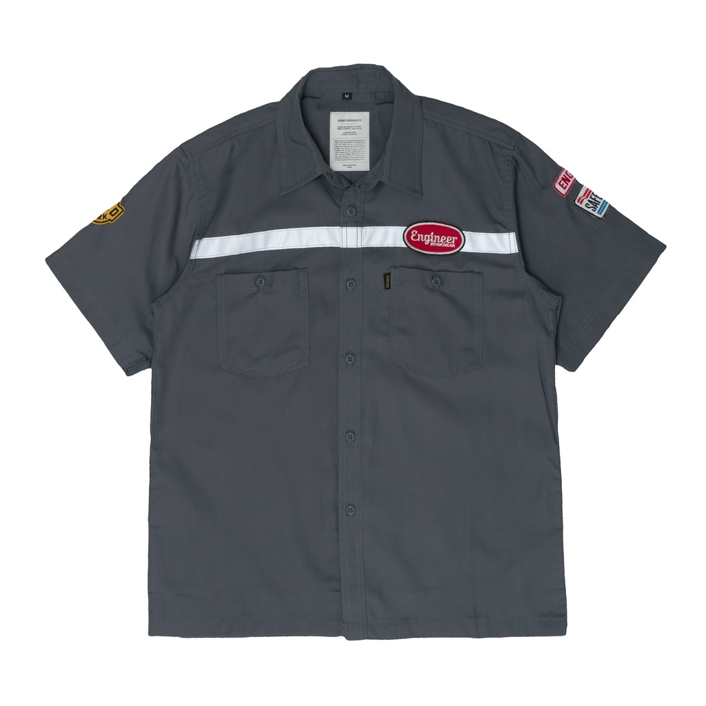 WORKSHIRT SHORT KEMEJA KERJA REFLEKTOR PATCH LENGAN PENDEK BY ENGINEER WORKWEAR