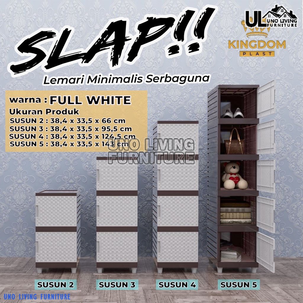 LEMARI PAKAIAN MINIMALIS KINGDOM SLAP PUTIH LEMARI SWING LEMARI PLASTIK LEMARI BAJU LEMARI ROTAN LEMARI MURAH SLAP PEARL