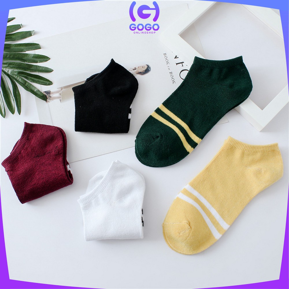 GOGO-P53 Kaos Kaki Pendek Dewasa Motif Garis Ankle Sock / Kaus Kaki Semata Kaki Short Socks Import