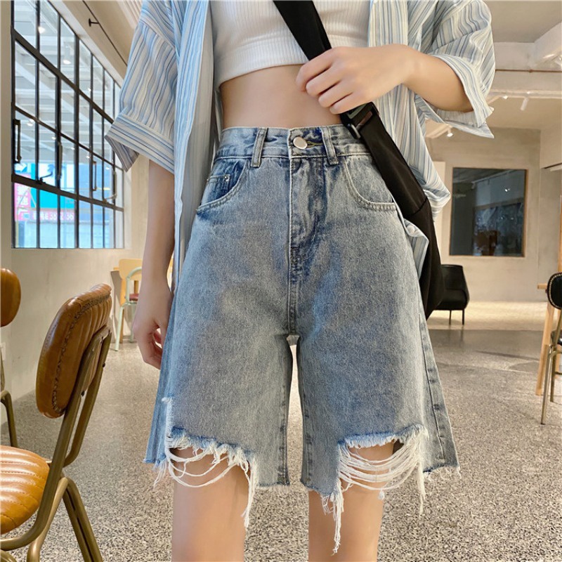 Biru muda Shorts Jeans Pants | Celana Pendek Wanita Casual Korea Jumbo