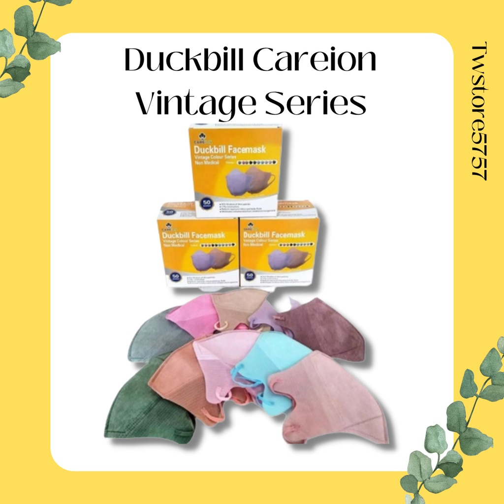 MASKER NONBOX CAREION DUCKBILL VINTAGE SERIES 3PLY ISI 50PCS
