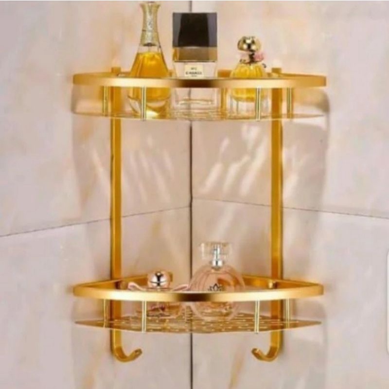 RAK SABUN KAMAR MANDI STAINLES GOLD 2 SUSUN/RAK SUDUT KAMAR MANDI