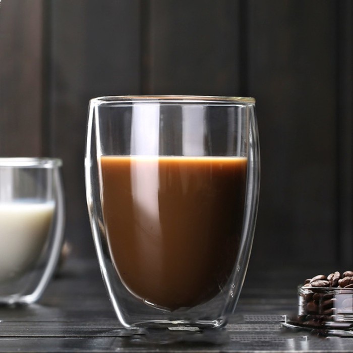 Double Wall Glass Gelas Mug Teh Kopi Gelas Kaca Double Layer