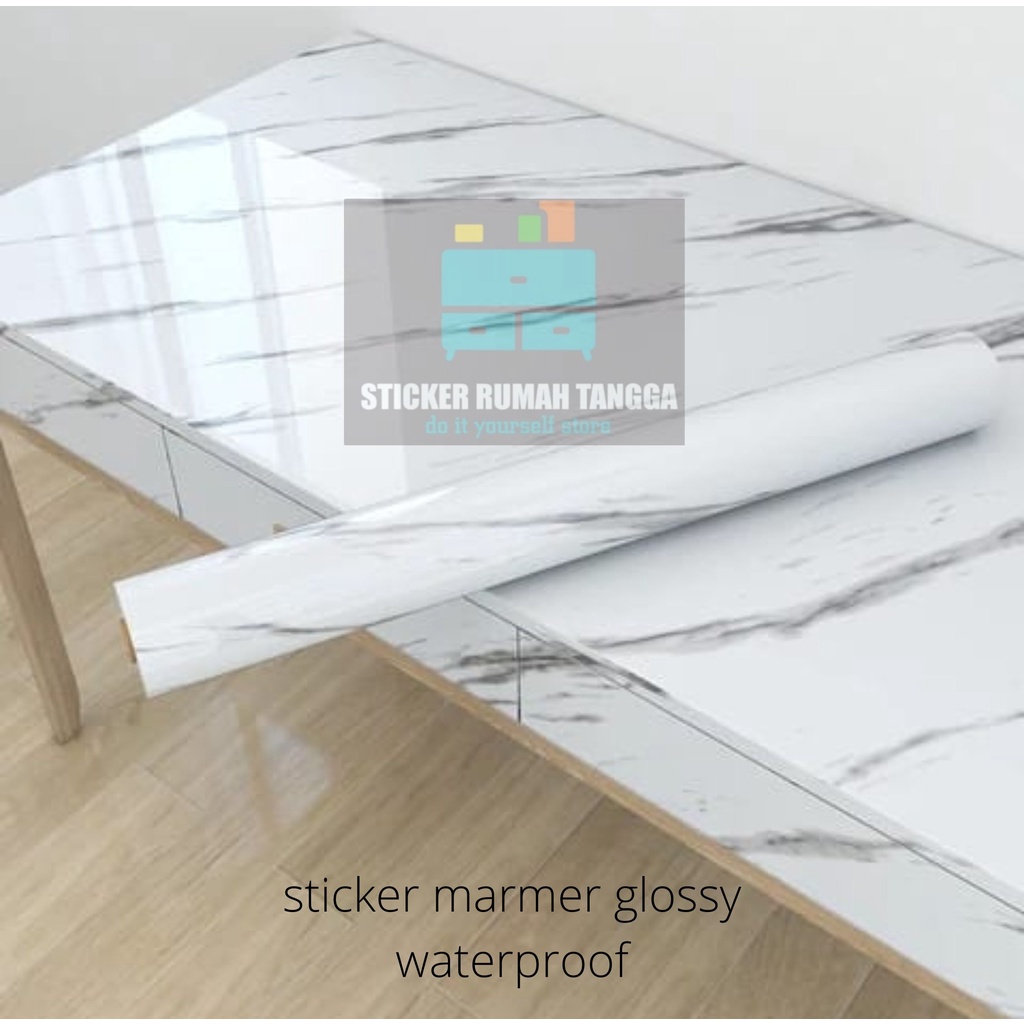 sticker marmer glossy dan anti air bahan tebal PREMIUM BUKAN YANG TIPIS