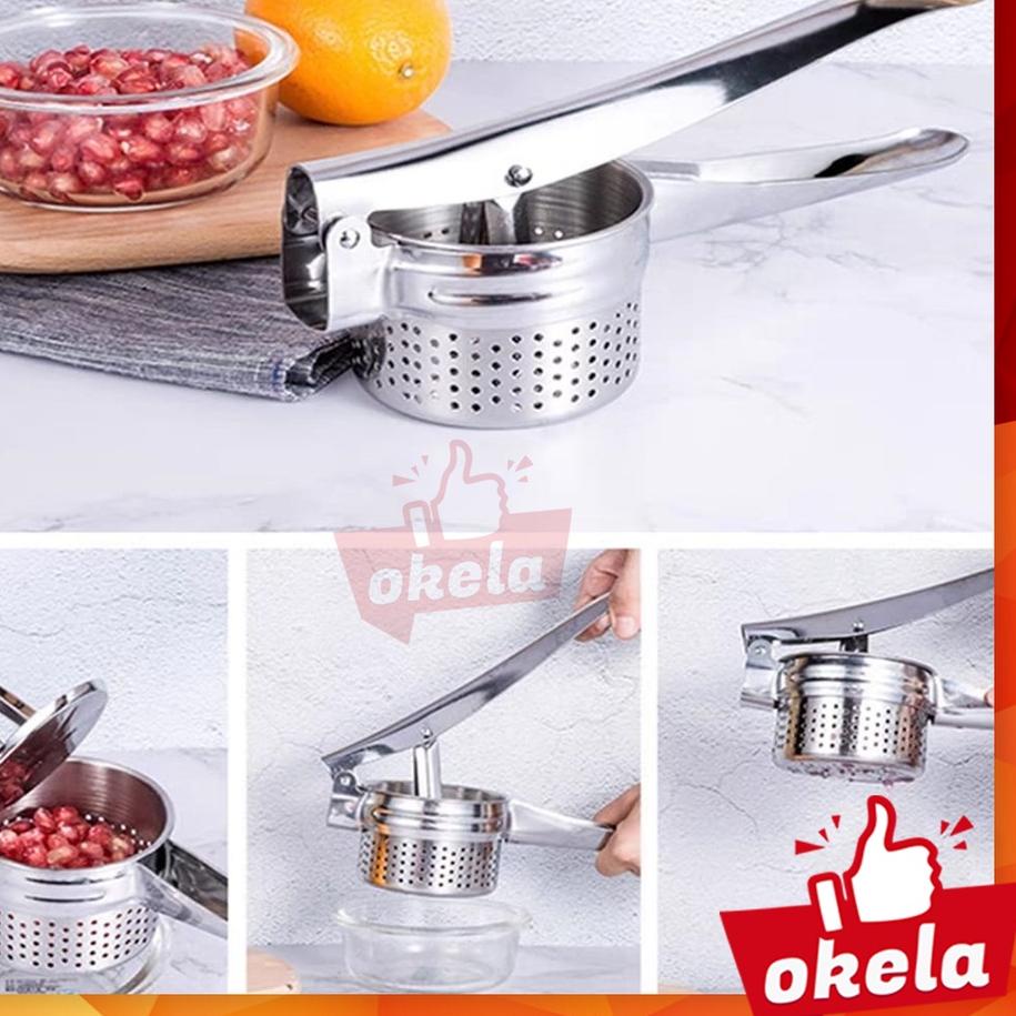 ➩ Okela - Alat Penghancur Pelumat Kentang Wortel Press Kentang Pemeras Buah Sayur Serbaguna Potato M