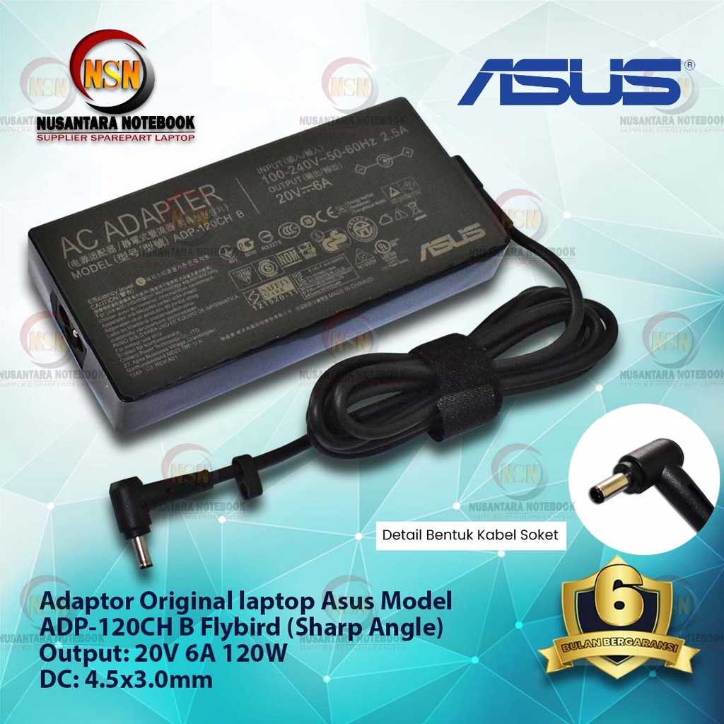 Adaptor Original ASUS ADP-120CH B 20V 6A DC 4.5x3.0mm Flybird (Sharp Angle)