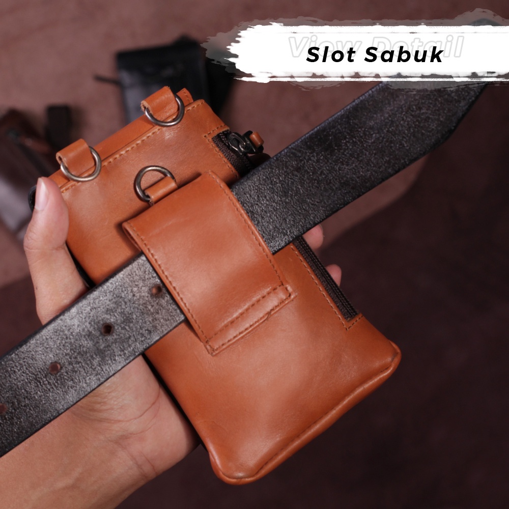 Tas Pinggang Pria Kulit Sapi Asli WAIST BAG P021 Double Fungsi