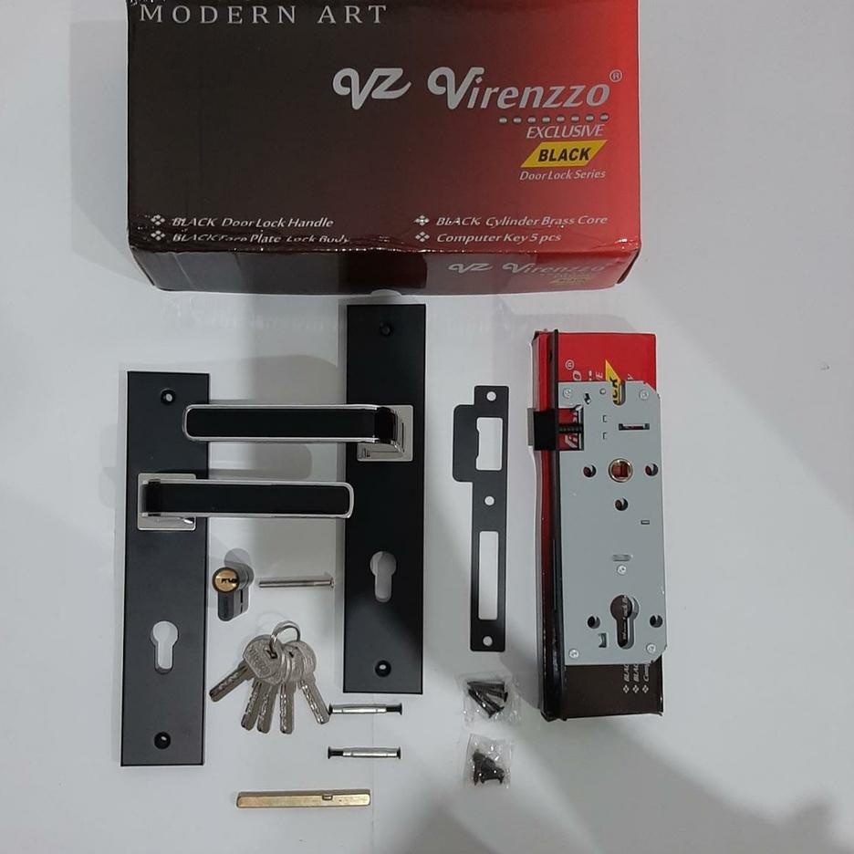 ℮ KUNCI PINTU/GAGANG PINTU/HANDLE PINTU STAINLESS HITAM VIRENZZO BLACK SERIES BESAR ➧