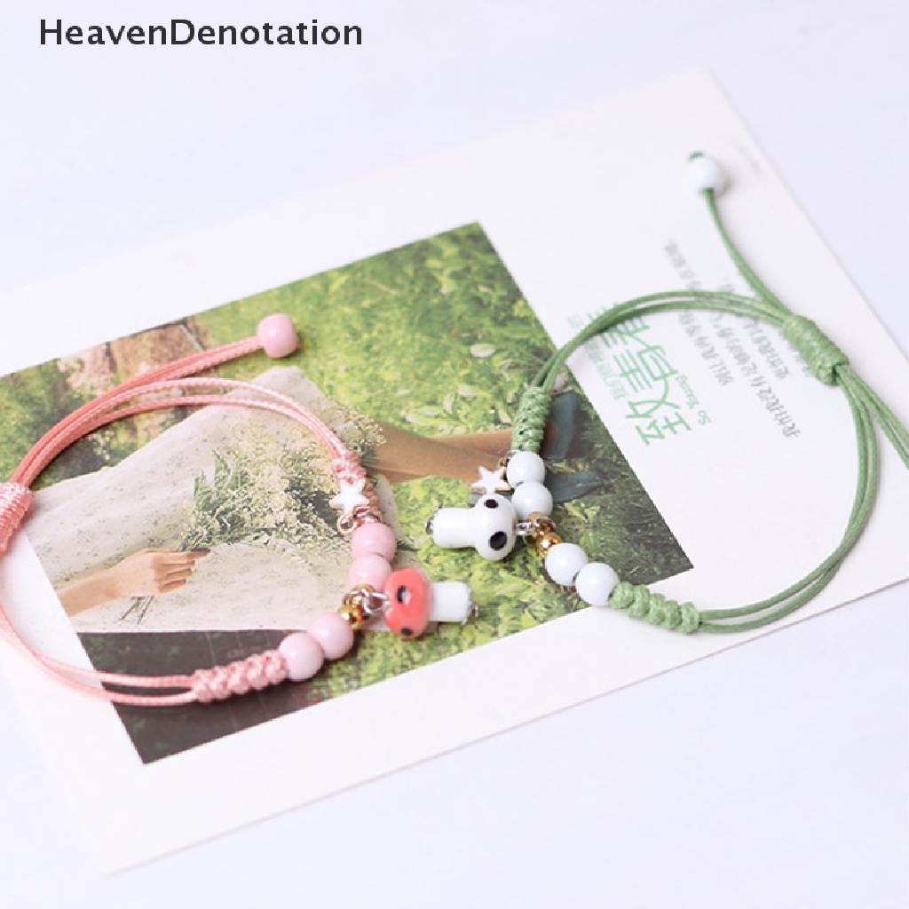 [HeavenDenotation] Hot Sale Retro Gelang Wanita Jamur Keramik Buatan Tangan DIY Bracelets Artware Untuk Wanita Gadis Hadiah Perhiasan HDV