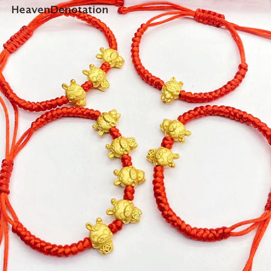 [HeavenDenotation] 2023tahun Baru Yang Dapat Disesuaikan Kelinci Hewan Pesona Gelang Beruntung Tali Merah HDV