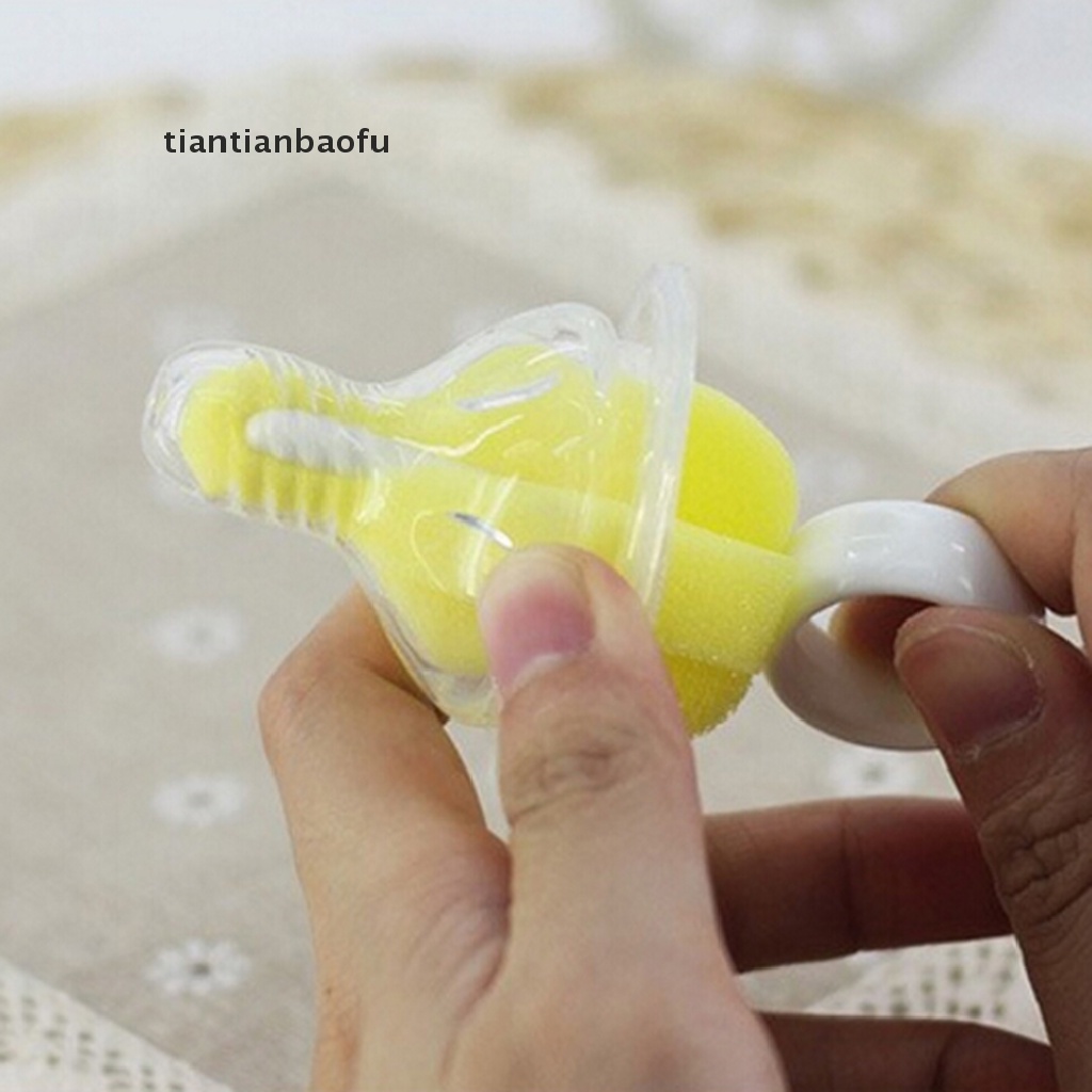 [tiantianbaofu] 3pcs New Sikat Puting Bayi Sikat Botol Spons Pembersih Dengan Dot Brush 3pcs Spons Rotag 360derajat Kuning Sikat Puting Bayi Dot Bayi Cleaner Spon 3pcs