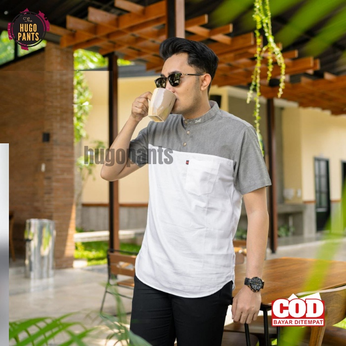 Baju Koko Kurta Pria Dewasa Lengan Pendek Bahan Katun Premium