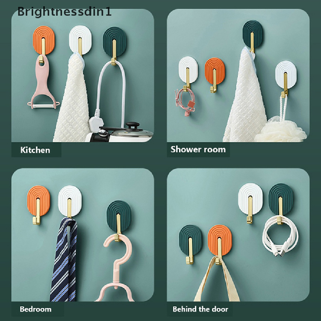 [Brightnessdin1] 2pcs Dinding Plastik Perekat Diri Kait al Kamar Mandi Rak Handuk Dapur Kuat Nano Lem Kait Pintu Belakang Tas Topi Gantungan Butik