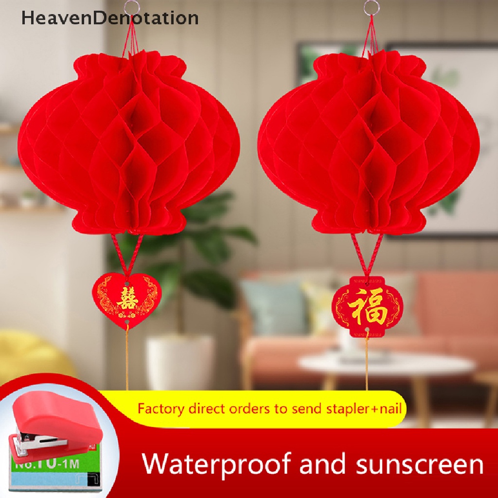 [HeavenDenotation] 10pcs Lampion Kertas Merah Anti Air Untuk Dekorasi Festival Musim Semi Imlek HDV