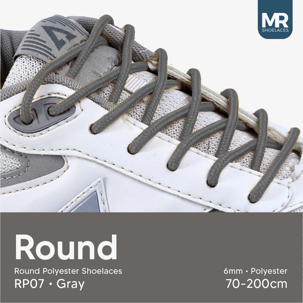 Original MR Shoelaces RP07 Abu Gray Tali Sepatu Bulat Round 6mm 70cm 80cm 90cm 100cm 150cm 180cm 200cm