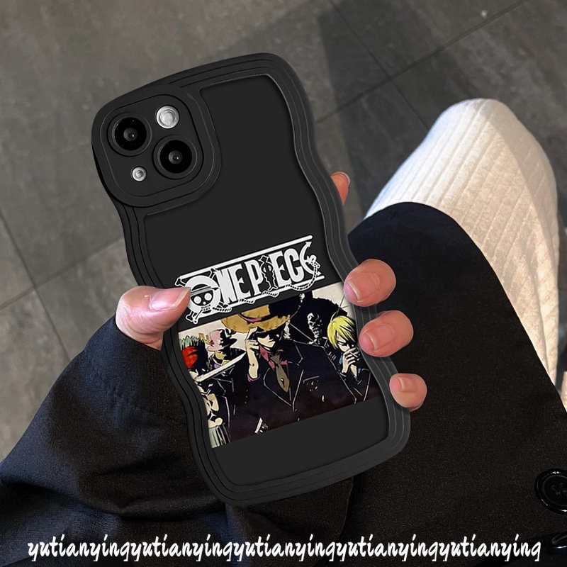 Trendy Merek One Piece Luffy Casing Realme C53 C15 C11 C25Y C12 C30 C25s C35 C25 C21Y C33 Realme 5 10 6i 9i 8 8i 7i 5i 7 5s C20 8Pro C20A 9Pro+ 9 C3 C17 Lembut Bergelombang Pola Tepi Sarung