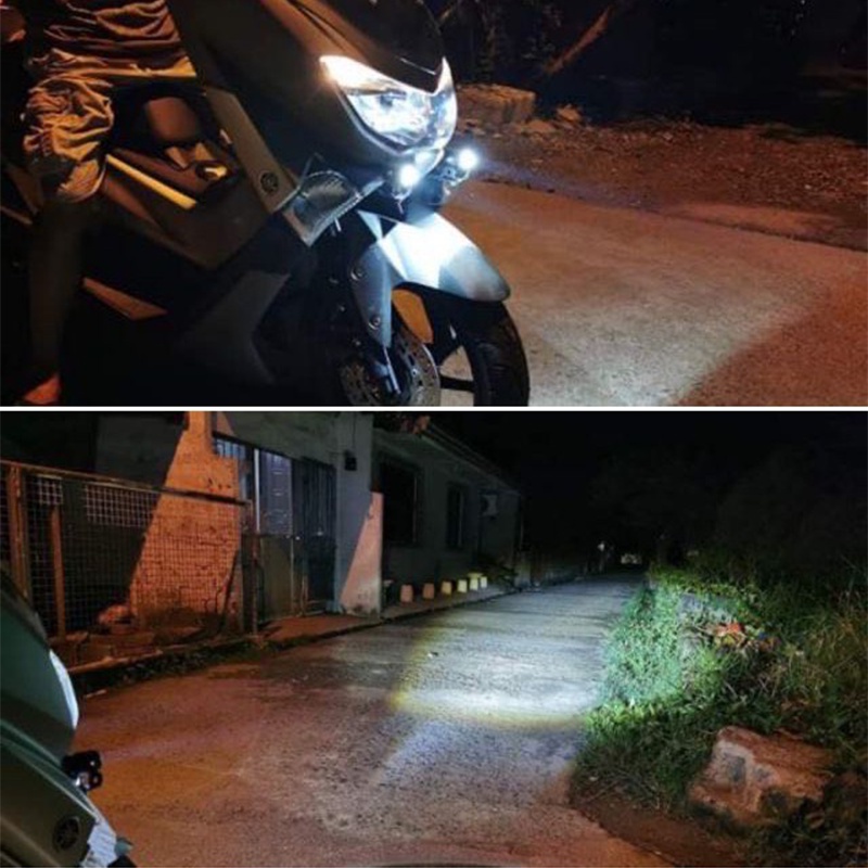 25W Lampu Mengemudi Mini Putih + Kuning Sepeda motor dipimpin lampu sorot meriam baja kecil dua warna jauh dan dekat satu tahan air super terang