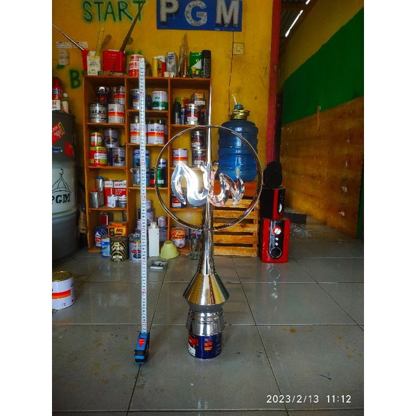 Lafadz Allah kubah masjid Stainless Steel uk tinggi 75 cm
