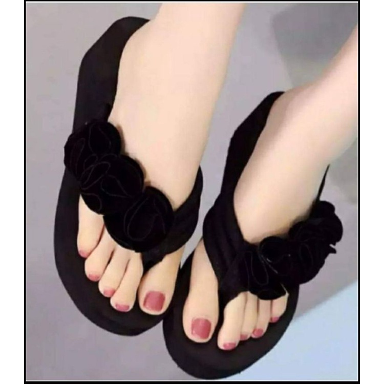 Sandal wedges anak bunga samping seri 26-35