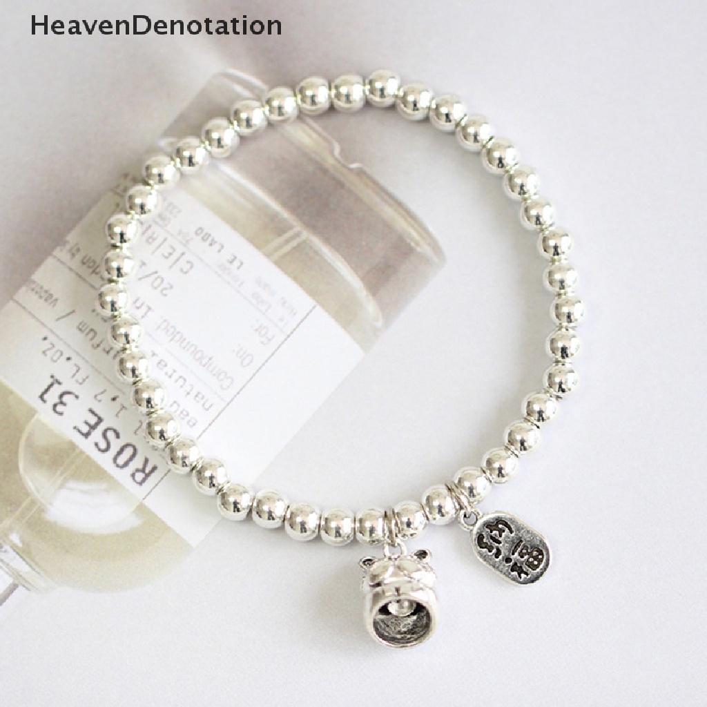 [HeavenDenotation] Warna Perak Fashion Gelang Manik Bulat Sederhana Untuk Wanita Gadis Punk Hip-Hop Trendi Perhiasan Aksesoris Hadiah Perhiasan Pasangan HDV