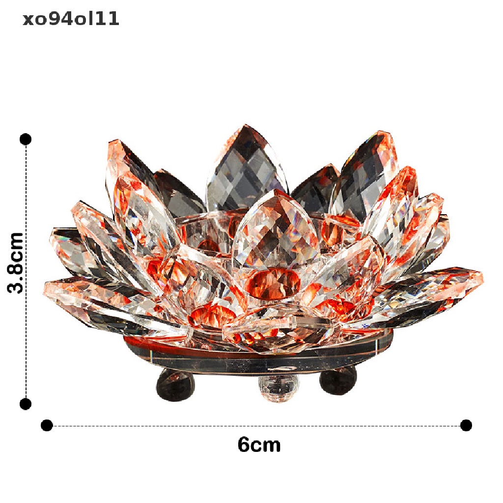 Xo 60mm Kristal Lotus Bunga Kerajinan Kaca Fengshui Ornamen Patung Hadiah OL