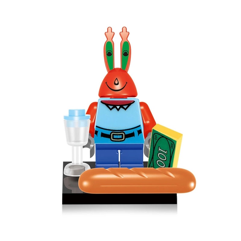 Minifigure Lego Spongebob series Mr. Krabs Sandy Building blocks Mainan Susun Untuk Anak