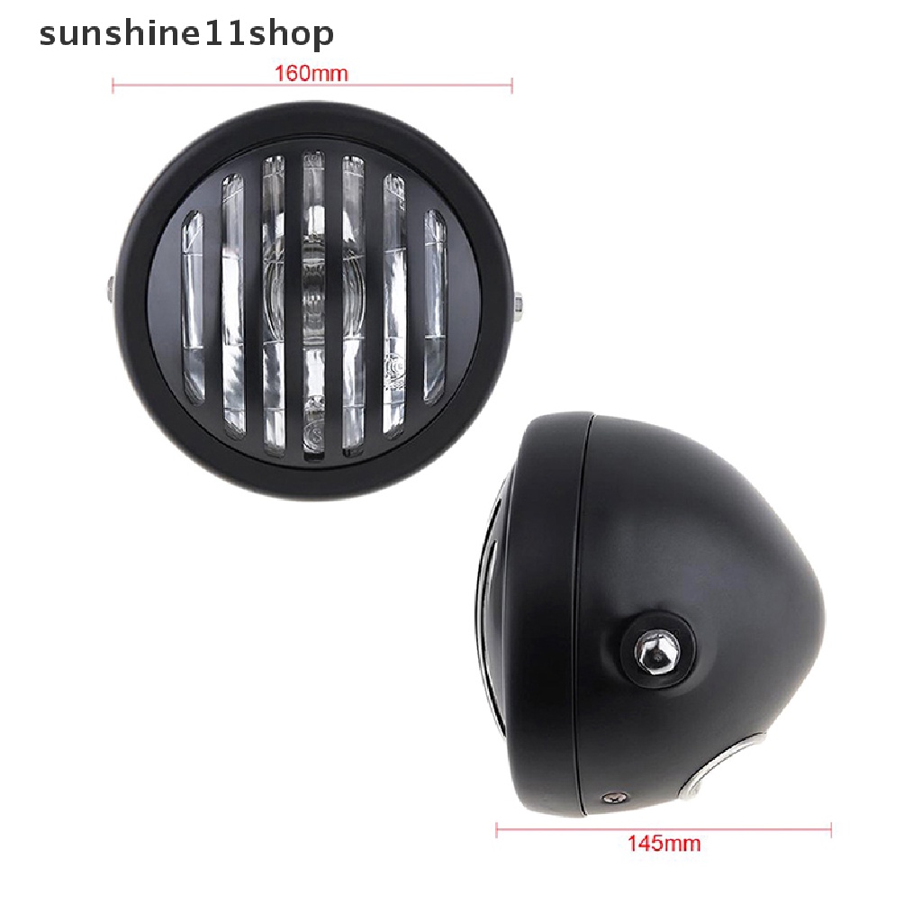 Sho Black Metal Retro Headlight Bulat Motor Grill Lampu Motor Retro Lampu Motor Moto Scooter Haen Headlight N