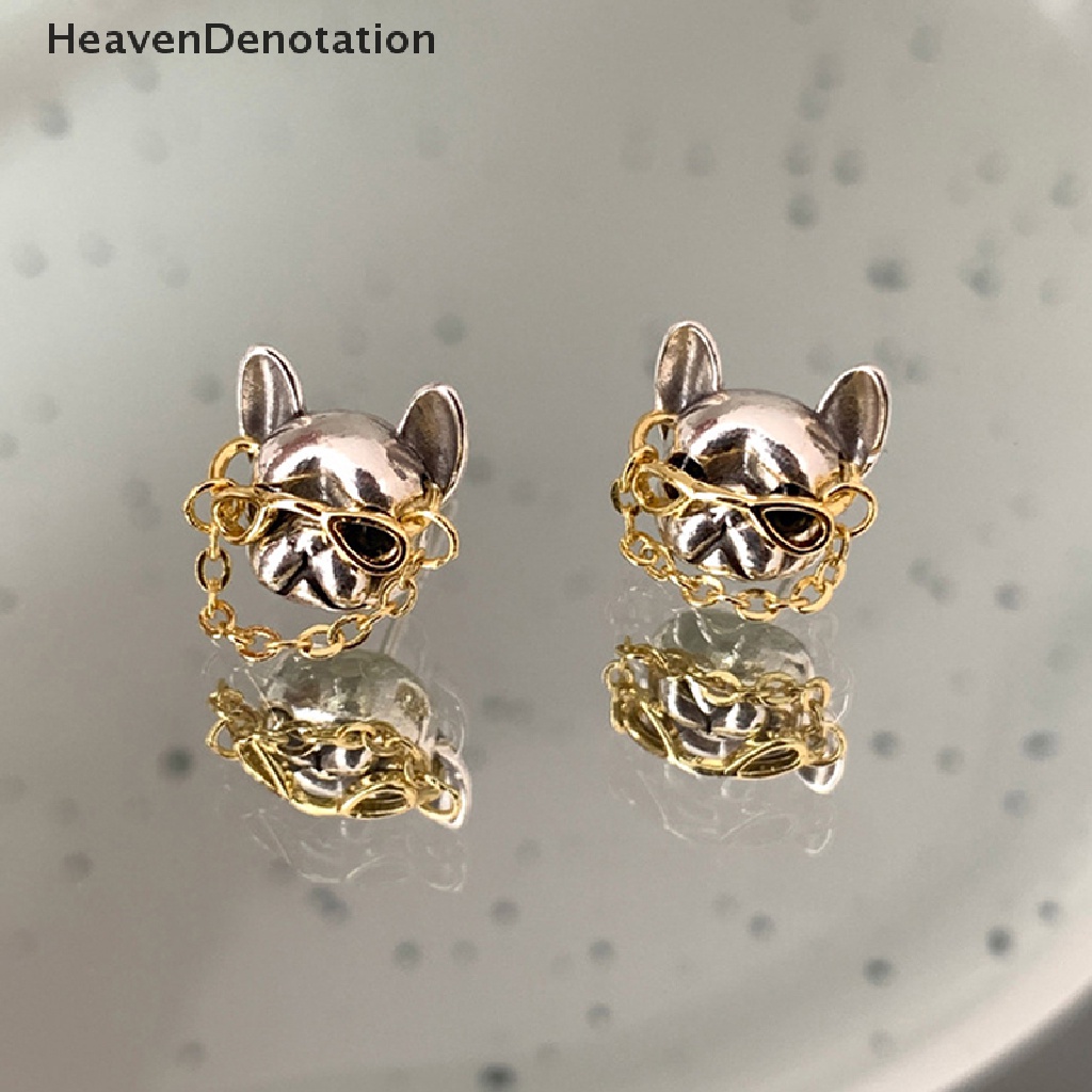 [HeavenDenotation] 1pasang Kreatif Gaya Hip Hop Lucu French Bulldog Stud Earrings Untuk Wanita Gadis Lucu Anting Pesta Perhiasan Hadiah HDV