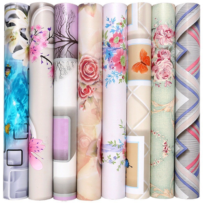 Wallpaper Stiker Dinding Wallsticker Anti Air Motif Awan /Salur /Kayu /Bata /Bunga /Akar /Polkadot