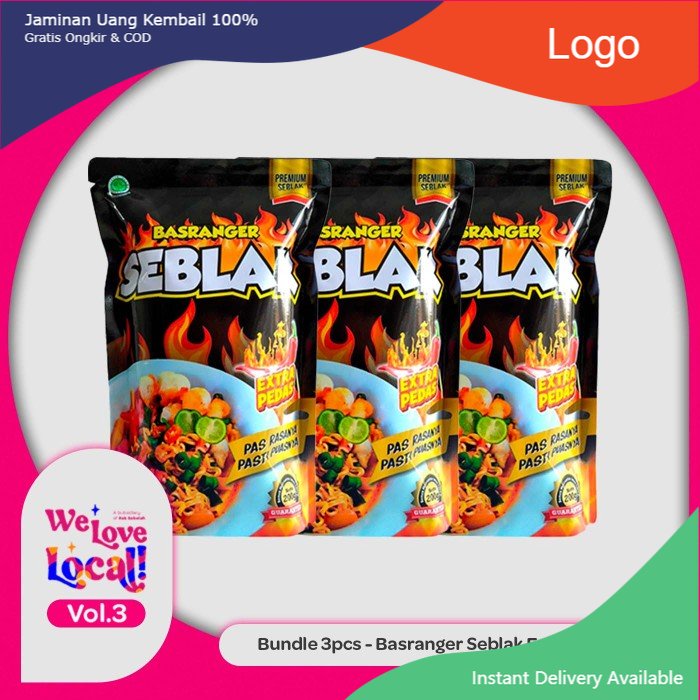 

Bundle 3pcs - Seblak Basranger Extra Pedas 200gr Makanan Instan