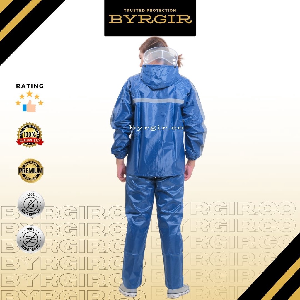 BYRGIR  Jas Hujan Setelan Premium Pria Wanita Tebal Anti Angin Rembes Raincoat  Rain Jacket Jaket Rain Mantel Hujan Anti Lembab Gerah Penutup Wajah Faceshield