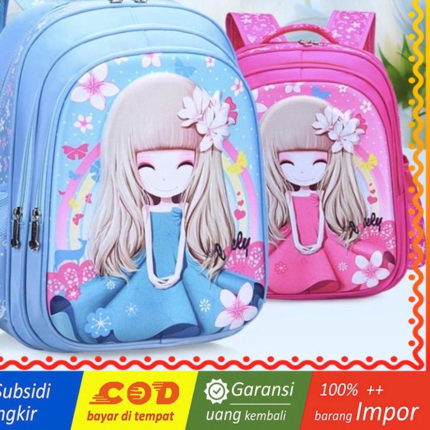 ➾ WWH04B Tas Anak Ransel Sekolah Bunga-Bunga Flower Girl Effiel Sophia Impor TKM ➮