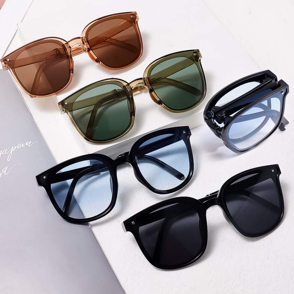 Kacamata Lipat Persegi Bergaya Unisex Pelindung Matahari Kacamata Anti Silau Anti Ultraviolet Sunglasses Portable Fold Eyewear Vintage Klasik Kacamata Matahari Wanita Pria Bersepeda Eyeglasses