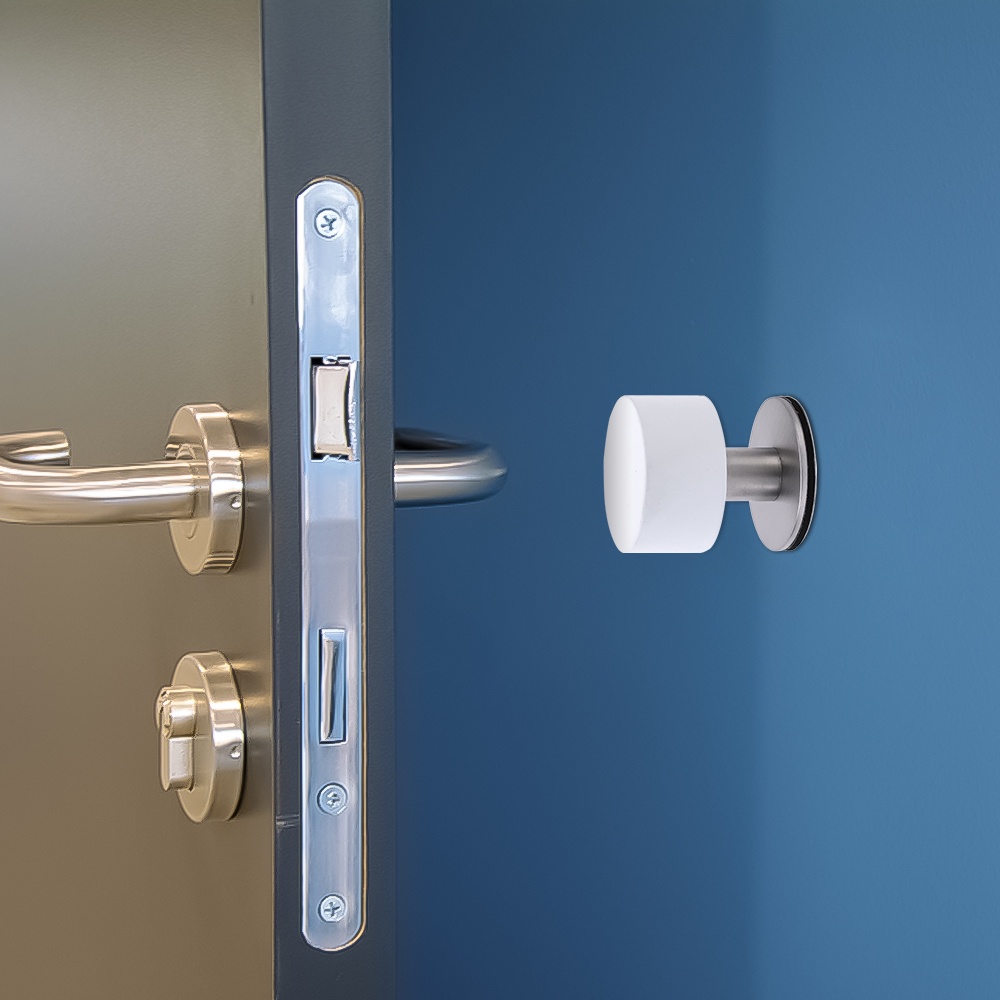 Self Adhesive Mute Doorstopper Gagang Jendela Rumah Crash Pad Stainless Steel Karet Door Stop Tahan Lama Furniture Guard Aksesoris Dinding Bantalan Pelindung Anti-Tabrakan