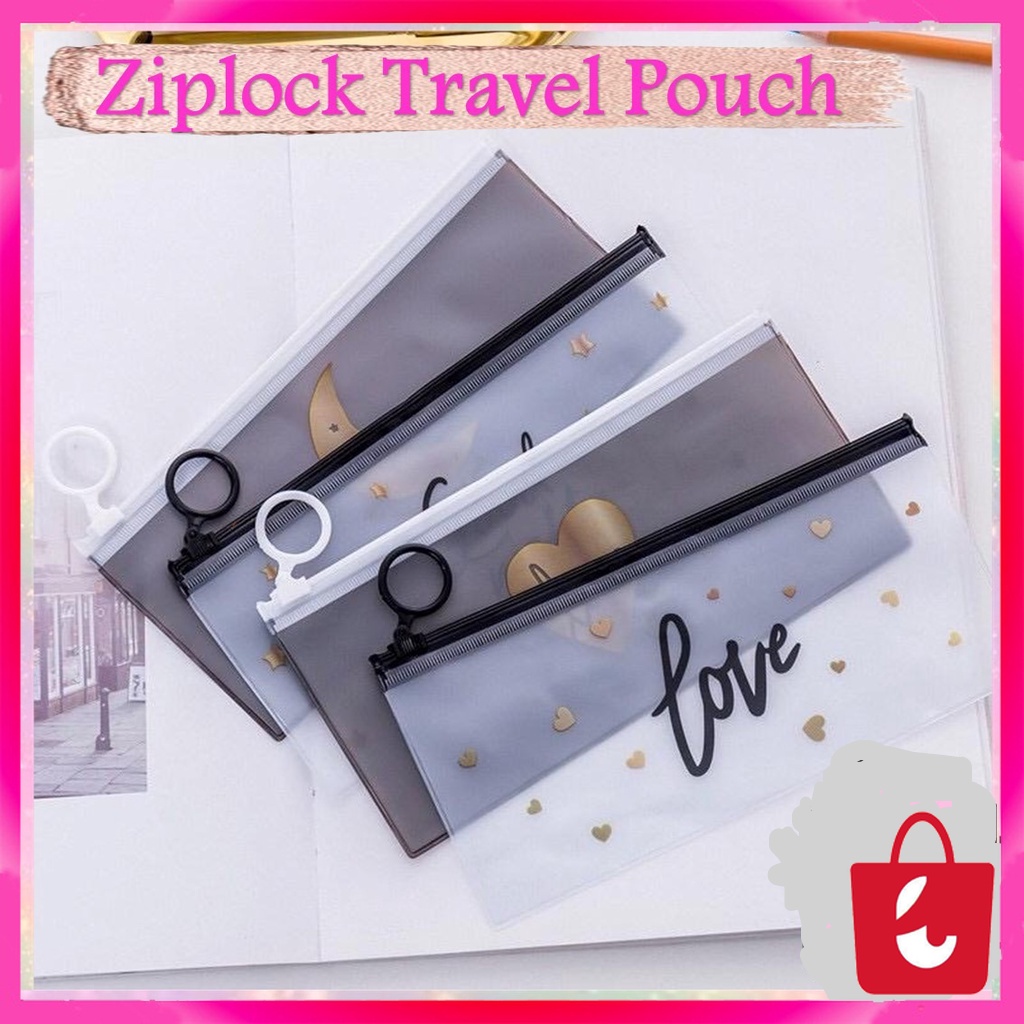 Tempat Pensil Zip Tansparan Organizer Bag Tempat Alat Tulis Stationary