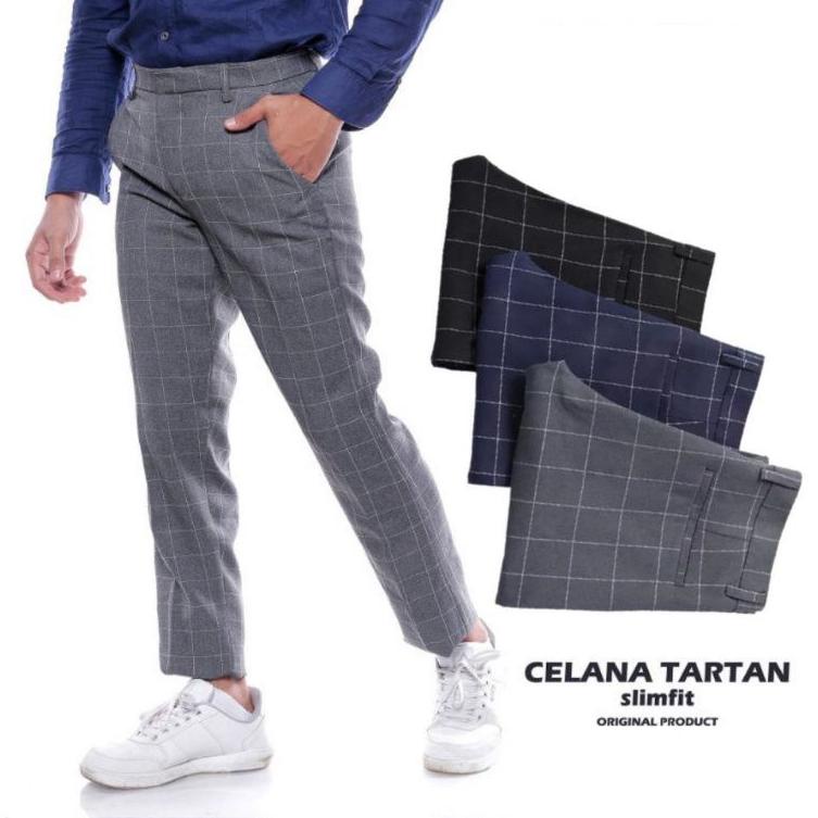 Murah Meriah Celana Tartan // celana panjang pria tartan motif kotak kotak // celana kain motif kota