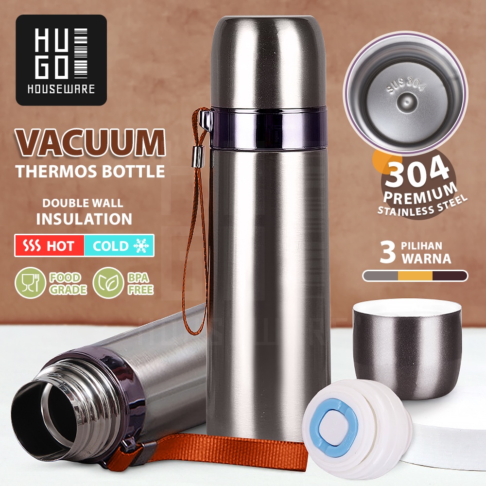 HUGO Termos Stainless Steel Tahan Panas Dingin 12 Jam Termos Air Panas Premium Quality