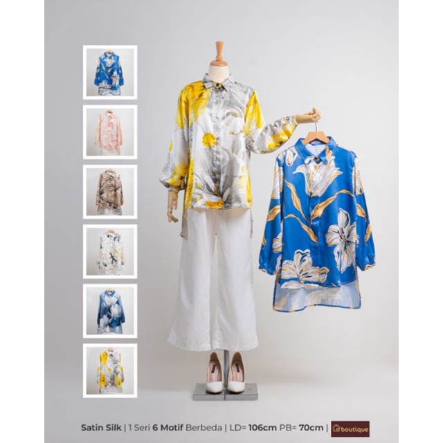 Kemeja Satin Silk Motif