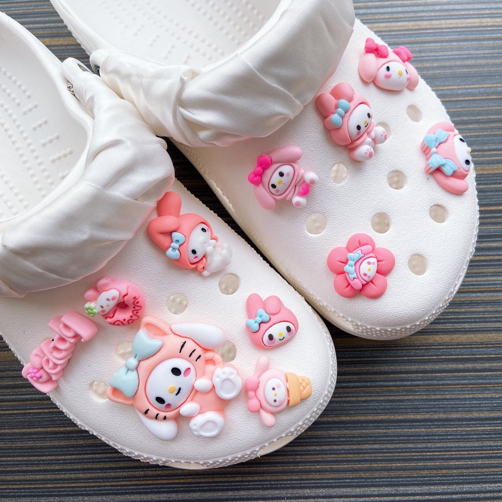 @shinydiy 11pcs My Melody Crocs Jibbitz Shoes Charm Sandal Aksesoris Sepatu Hias【aksesoris wanita】