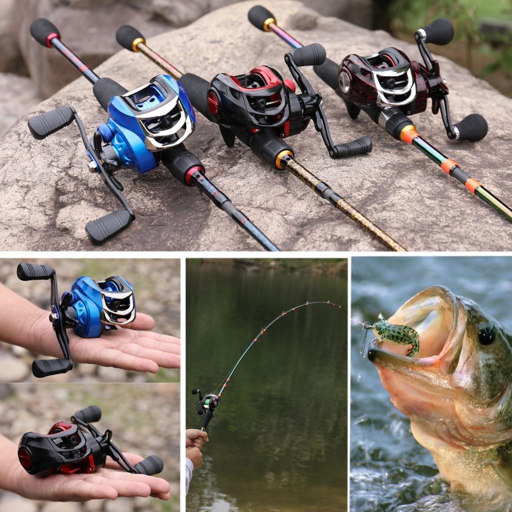 Joran Pancing Set 1.65m 1.8m 2.1m oran Pancing Carbon Fiber Spinning Fishing Rod 18+1BB Rasio Gear 7.2: 1 Max Drag 5KG-8KG Metal Untuk Reel Magnetik Baitcasting Reel