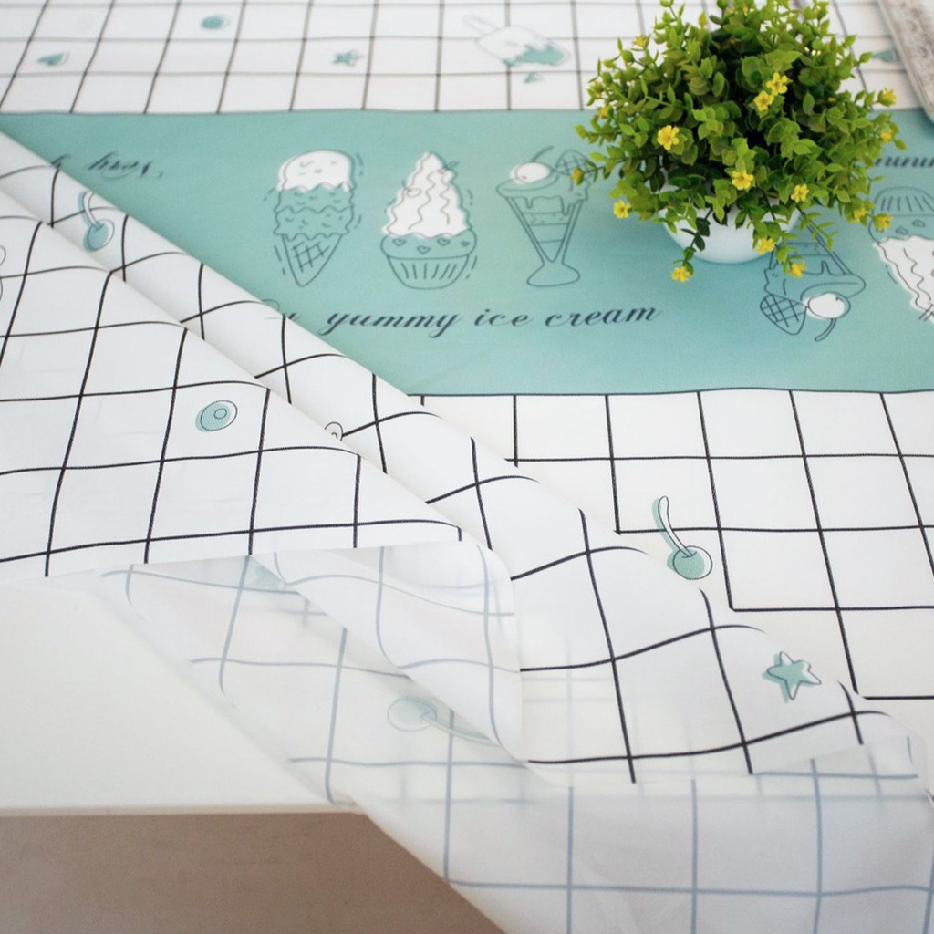 Taplak Meja Makan Ruang Tamu Aesthetic Anti Air Alas Meja Elegan Persegi Nordik DELICIOUS Peva Waterproof