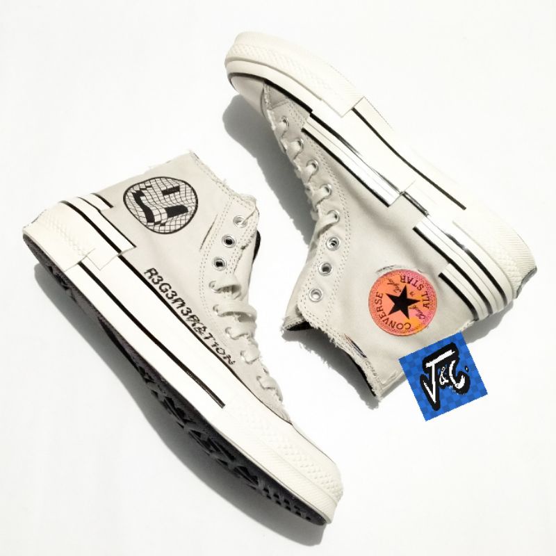 Converse Chuck 70 70s Rave Trippy Hacked Heel Tear Away Print Hi Light