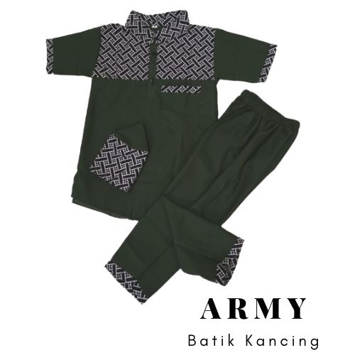 Baju Koko Anak Setelan Kurta Anak Pakaian Muslim Anak Laki laki Batik Kancing 2 - 12 Tahun