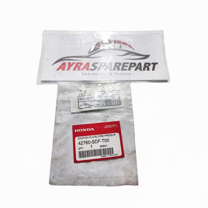Sticker stiker tire pressure tekanan ban mobil Honda Accord CM5 VTIL 2004 - 2007 ( Kode part 42760-S