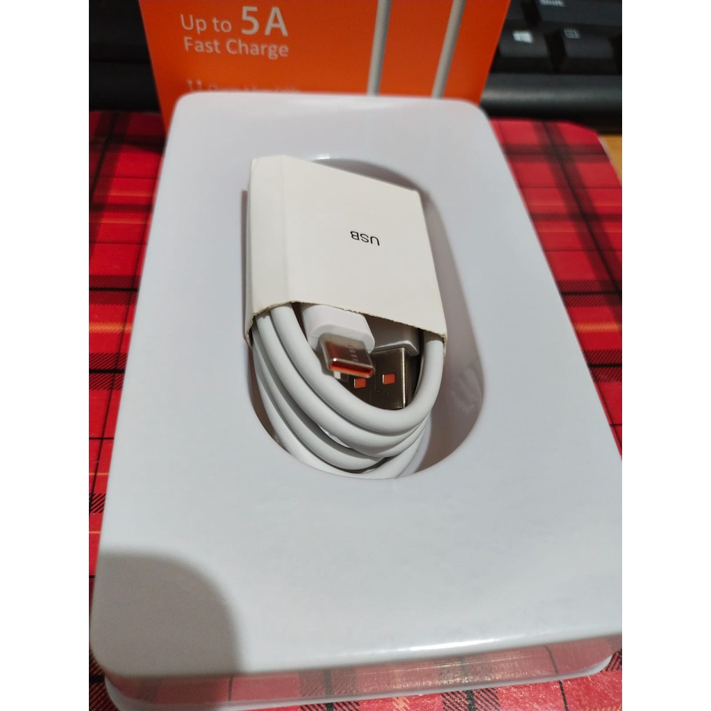 Kabel Data Xiaomi 5A Turbo Charge Putih Type C  100cm  / Kabel Xiaomi Note 9/10