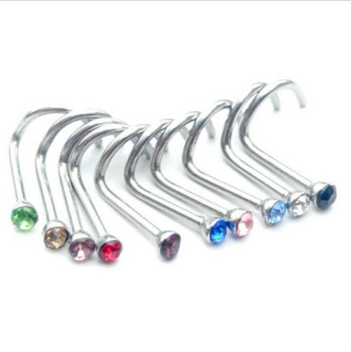 10pcs/set Fashion Wanita Punk Warna-Warni Berlian Imitasi Bedah Hidung Hoop Cincin Studs Perhiasan Tindik Tubuh