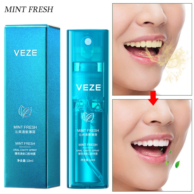VEZE 10ml Mouth Breath Spray Mint/Pengharum Mulut Parfum Mulut/Menghilangkan Bau Mulut Mudah Dibawa Wangi Tahan Lama